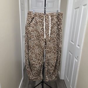 GAP Leopard Print Drawstring Joggers - Brown & Cream